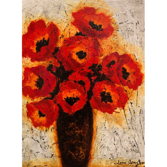 Vase of Red Matadors by Jane Armstrong - The Gallery at Mattick's Farm